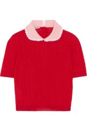 Miu Miu   Lace-trimmed cable-knit cashmere and silk-blend sweater at Net A Porter