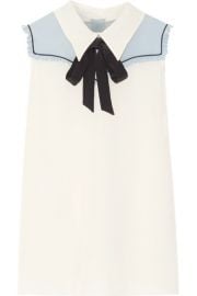 Miu Miu   Pussy-bow chiffon-paneled silk crepe de chine top at Net A Porter