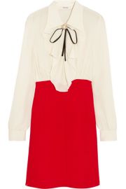 Miu Miu   Ruffled silk crepe de chine mini dress at Net A Porter