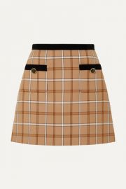 Miu Miu - Velvet-trimmed checked woven mini skirt at Net A Porter