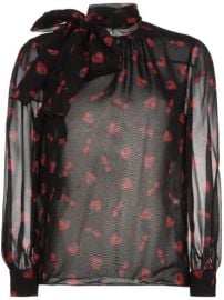 Miu Miu Black Georgette Blouse With Strawberry Print italist ALWAYS LIKE A SALE at italist