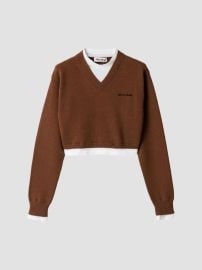 Miu Miu Cropped Cashmere V-Neck Sweater | Saks Fifth Avenue at Saks Fifth Avenue