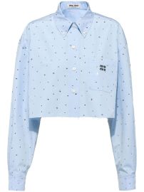 Miu Miu Embellished Cropped Poplin Shirt - at Farfetch