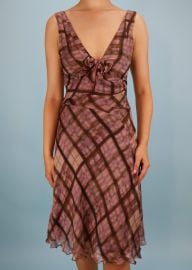 Miu Miu Fall 2004 Purple Plaid Silk Chiffon Dress Studded Petals Vintage at Studded Petals Vintage
