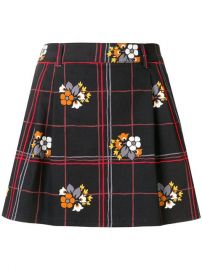 Miu Miu Floral Grid Mini Skirt at Farfetch