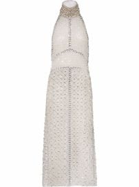 Miu Miu Halterneck Embroidered Organza Dress - at Farfetch