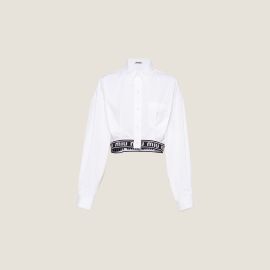 Miu Miu Logo Band Crop Poplin Shirt at Miu Miu