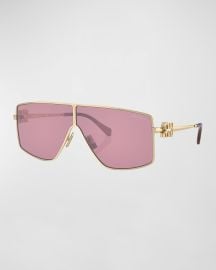 Miu Miu Logo Metal Shield Sunglasses at Neiman Marcus