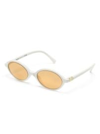 Miu Miu Logo plaque oval frame sunglasses at Farfetch