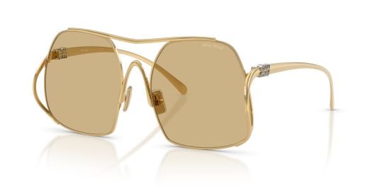 Miu Miu MU A55S XS 57 - 18 with Yellow lenses and Gold frame Sunglass Hut at Sunglass Hut