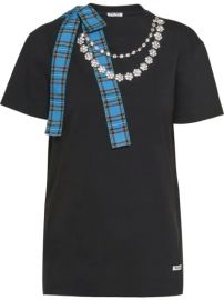 Miu Miu Necklace Chain Jersey T-shirt - Farfetch at Farfetch