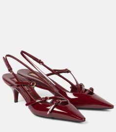 Miu Miu Patent Buckle Trio Slingback Pumps in porpora at Mytheresa