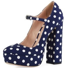 Miu Miu Shoes Miu Miu Navy And White Canvas Polka Dot Platform Mary Janes Poshmark at Poshmark