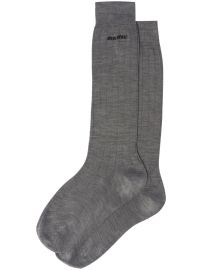 Miu Miu Silk Socks Grey at Farfetch