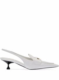 Miu Miu Slingback Leather Penny Loafer Mules - at Farfetch