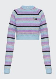 Miu Miu Striped Cropped Sweater - at Bergdorf Goodman