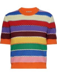 Miu Miu Striped short-sleeve Knitted Top - Farfetch at Farfetch