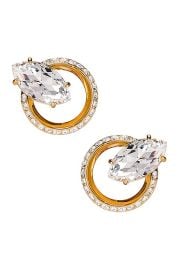 Miu Miu Stud Earrings in Gold Crystal FWRD at FWRD