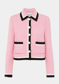 Miu Miu Tweed Contrast-Trim Crop Jacket - at Bergdorf Goodman