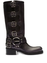 Miu Miu buckle-detail Leather Boots Black at Farfetch
