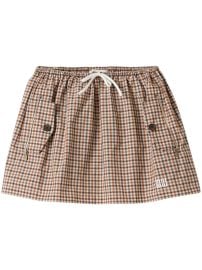 Miu Miu gingham-check Mini Skirt Brown at Farfetch