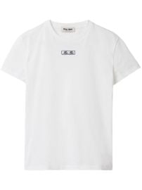 Miu Miu logo-embroidered Cotton T-shirt White at Farfetch