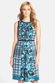 Mix Print Pleated Fit andamp Flare Dress at Nordstrom Rack