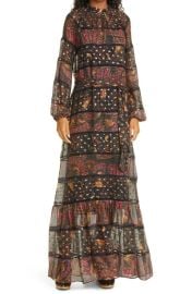 Mix Print Tiered Long Sleeve Dress by Farm Rio at Nordstrom