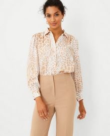 Mixed Animal Print Button Down Shirt  Ann Taylor at Ann Taylor