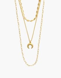 Mixed Chain Chunky Crescent Moon Necklace Set at Madewell