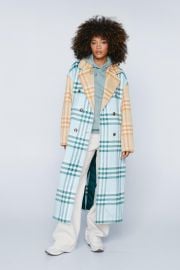 Mixed Check Wool Look Maxi Coat at Nasty Gal