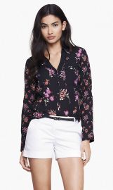 Mixed Floral Convertible Sleeve Shirt at Express