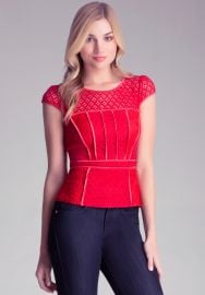 Mixed Lace Peplum top at Bebe