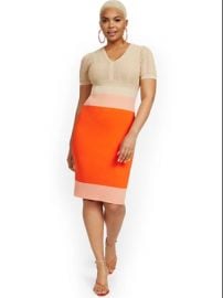 Mixed Media Colorblock Sweater Dress at New York & Company