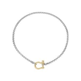 Mixed Metal Box Chain Horseshoe Necklace at Artizan Joyeria
