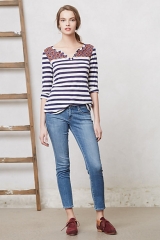 Mixed Print Henley in blue at Anthropologie