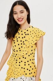 Mixed Spot Print Asymmetric Blouse at Topshop