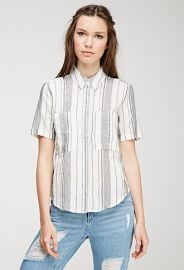 Mixed Stripe Linen-Blend Shirt  Forever 21 - 2000132581 at Forever 21