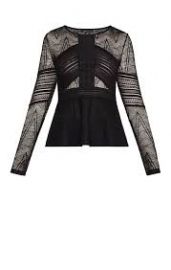 Mixed lace peplum top at Bcbgmaxazria