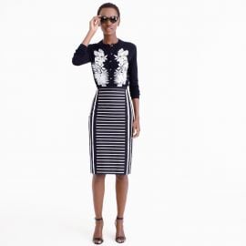 Mixed-stripe pencil skirt in black at J. Crew