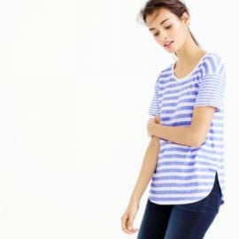 Mixed-stripe vintage cotton T-shirt with rounded hem at J. Crew