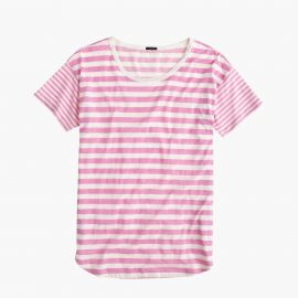 Mixed-stripe vintage cotton T-shirt with rounded hem in Carded Sunwashed Peony at J. Crew