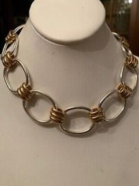 MnWT LAUREN RALPH LAUREN TWO TONE LINK 175 NECKLACE M64 eBay at eBay