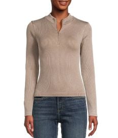 Moa Moa Mock Neck Long Sleeve Quarter Zip Top Dillardx27s at Dillards