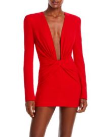 Mocircnot Twist Front Deep V Neck Mini Dress Bloomingdales at Bloomingdales