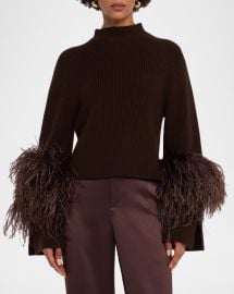 Mock-Neck Feather Merino Wool Sweater at Neiman Marcus