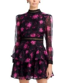 Mock Neck Long Sleeve Ruffle Mini Dress - Exclusive at Bloomingdales