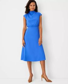 Mock Neck Midi Flare Dress at Ann Taylor