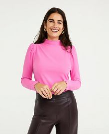 Mock Neck Puff Sleeve Top at Ann Taylor