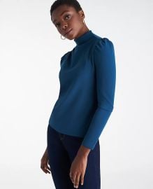 Mock Neck Puff Sleeve Top at Ann Taylor